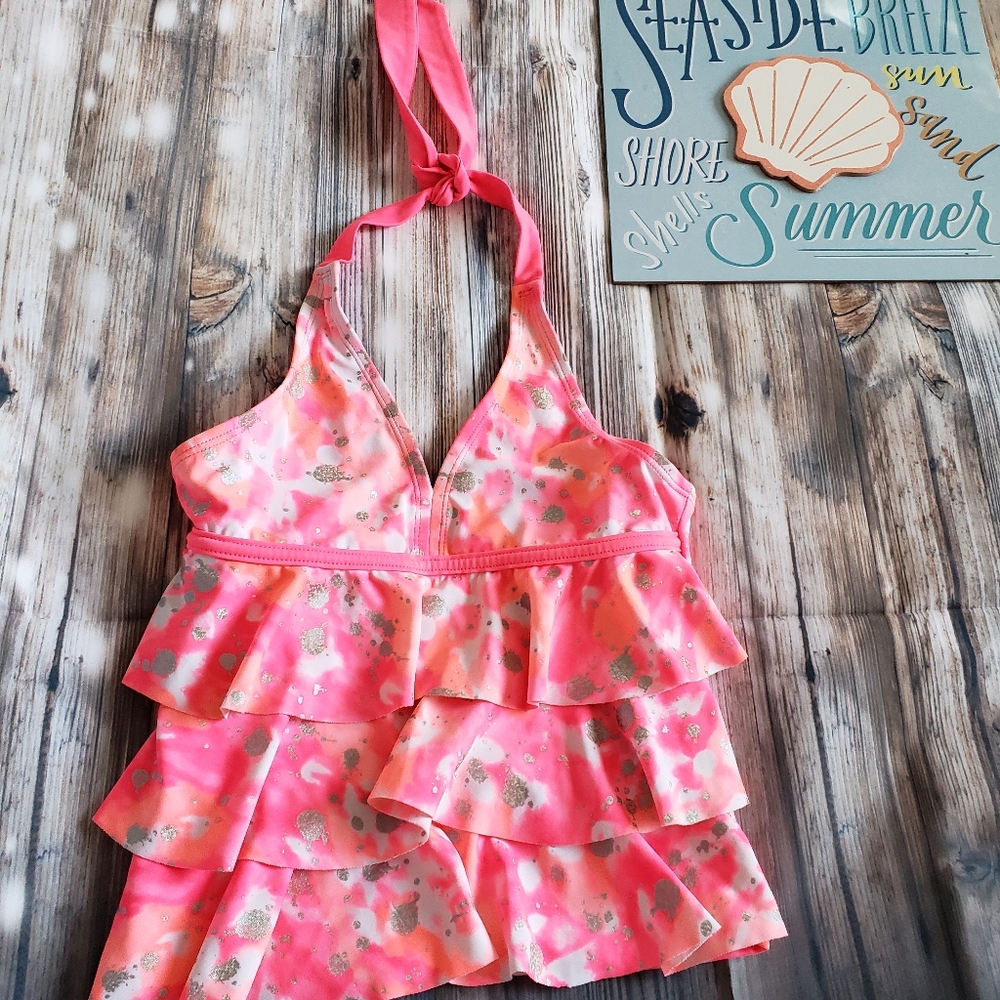 JUSTICE GIRLS SIZE 8 SWIM TANKINI PINK